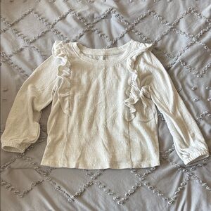Cat & Jack Cream Ruffled Long Sleeve Tee